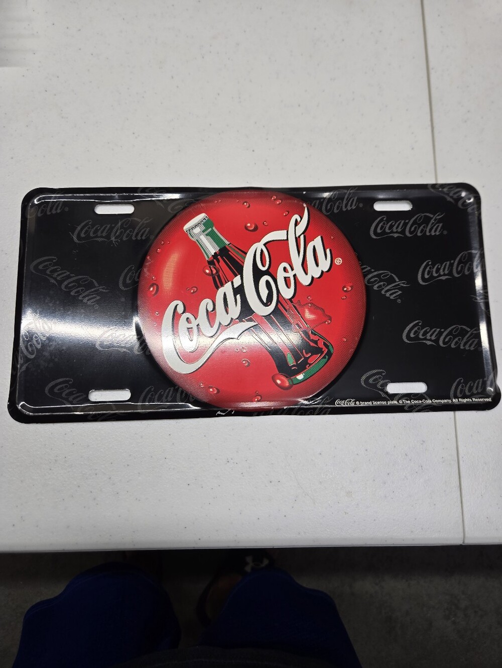 Coca-Cola License Plate Button Sign Collectible Good Condition See Pictures.